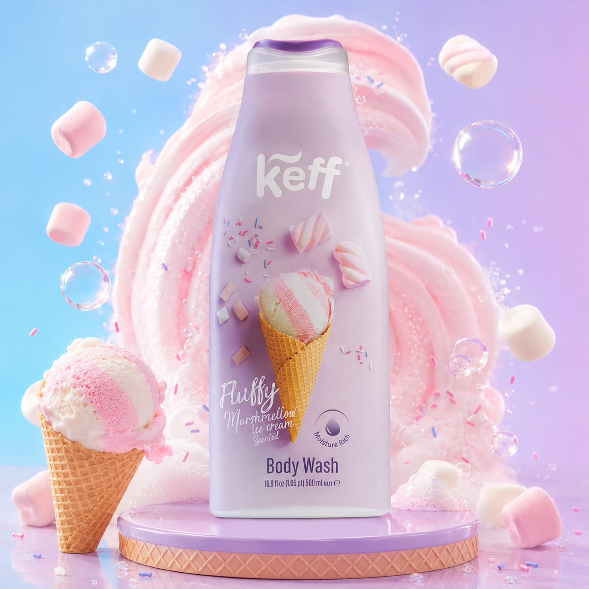 Gel de Dus, Keff, 500 ml Fluffy Marshmellow Ice Cream