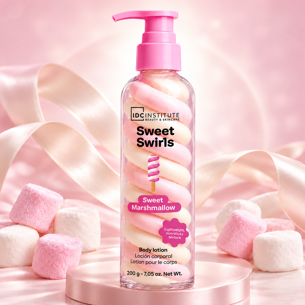 IDC Institute Sweet Swirls Marshmallow – Loțiune de corp, 200 g