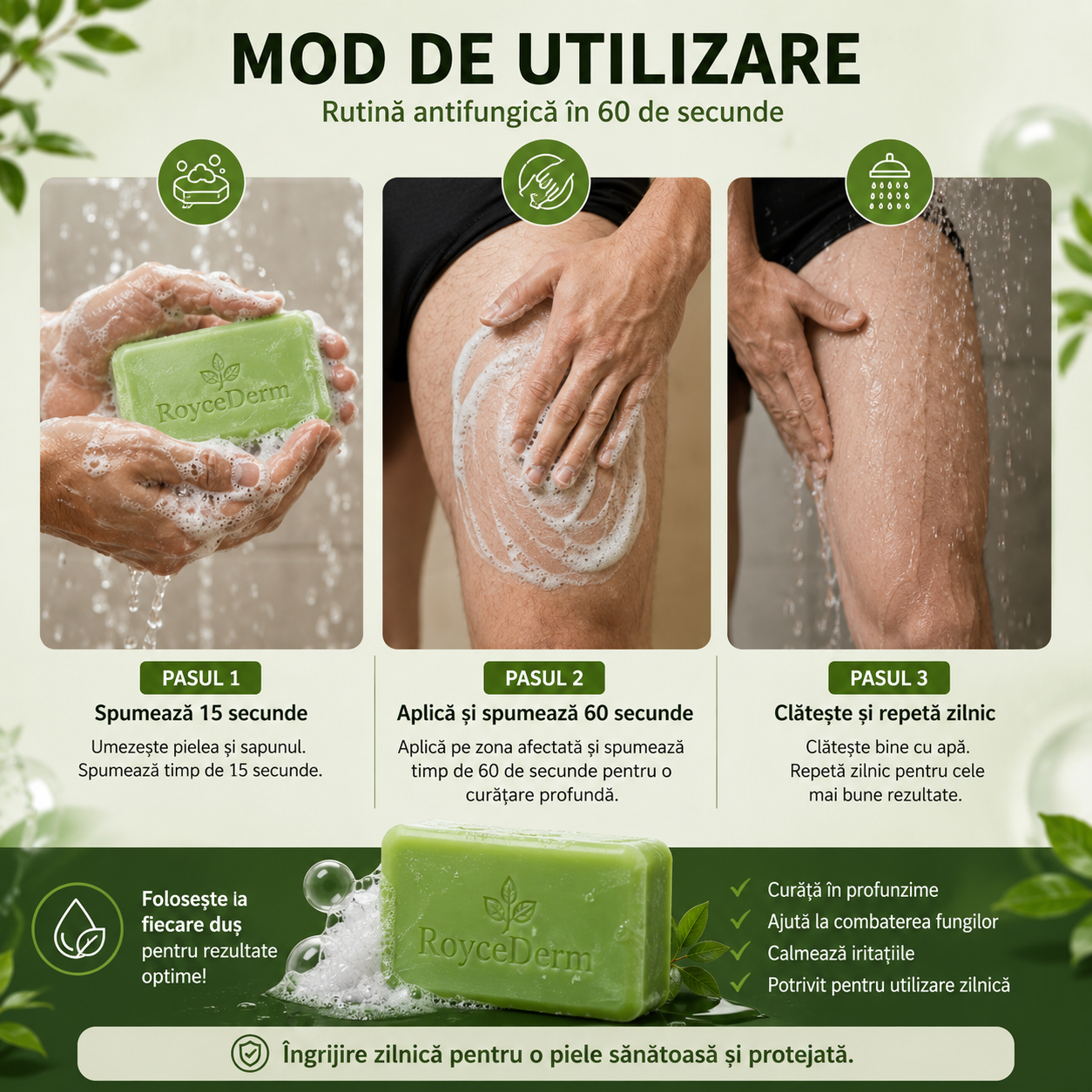 Săpun Antifungic cu Ulei de Arbore de Ceai 1+1 GRATIS