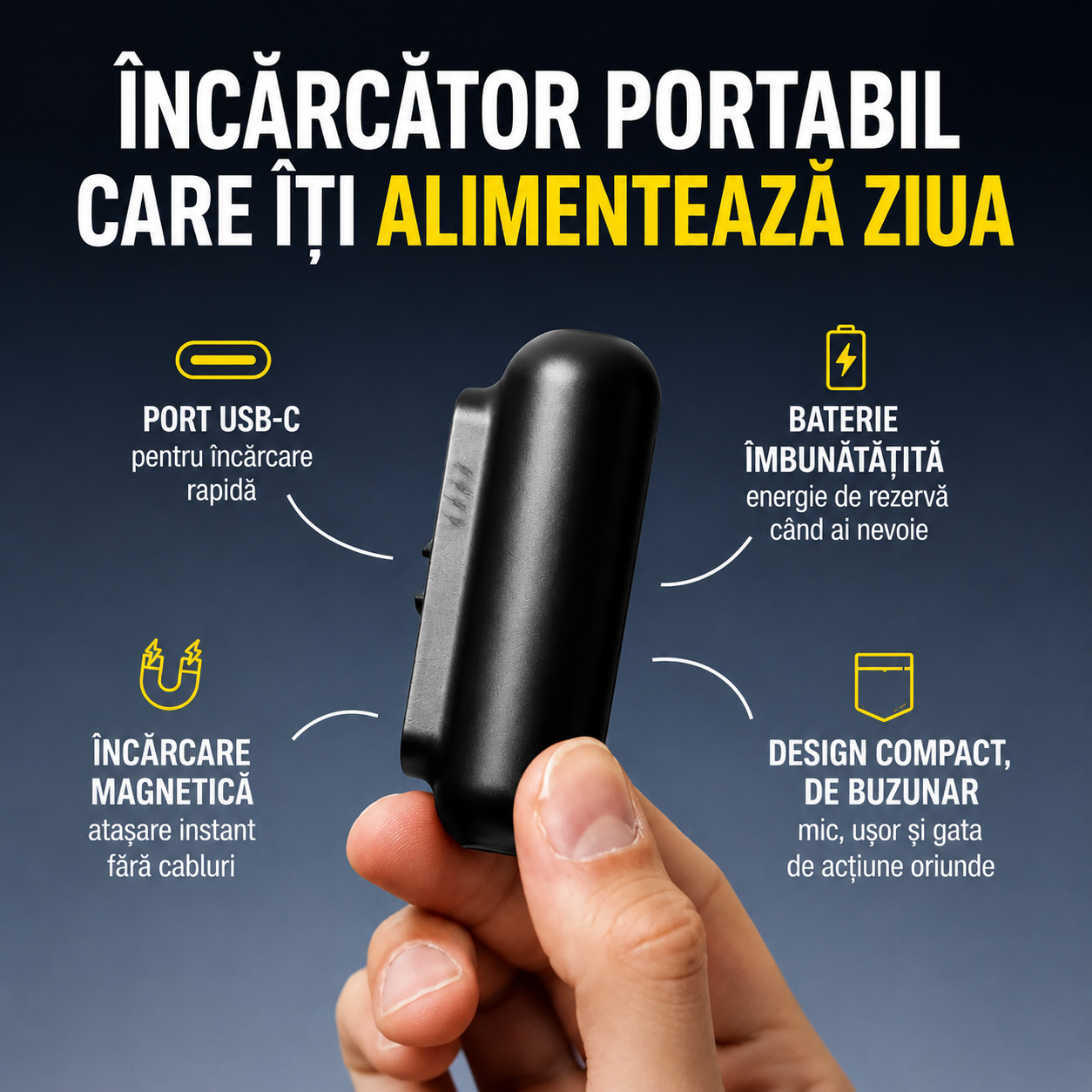 Mini Încărcător Portabil pentru URGENȚE 3000mAh