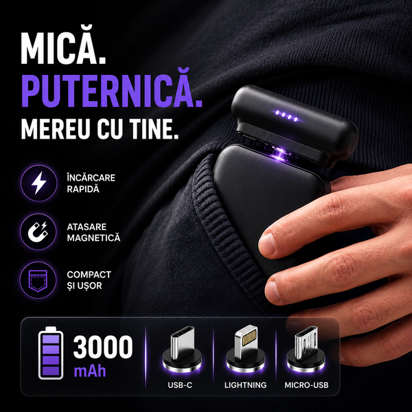 Mini Încărcător Portabil pentru URGENȚE 3000mAh