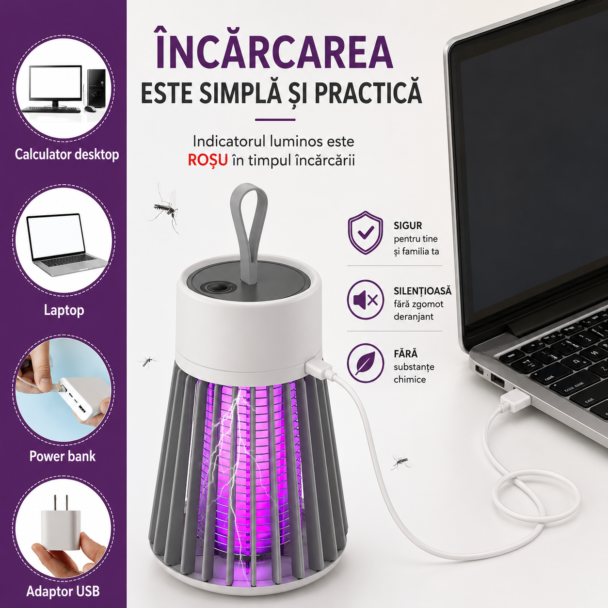 Lampa UV Anti Insecte Portabilă OFERTĂ 1+1 GRATIS