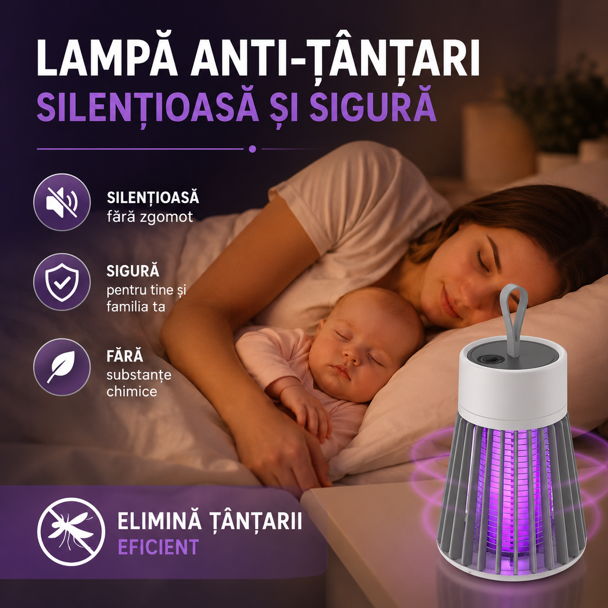 Lampa UV Anti Insecte Portabilă OFERTĂ 1+1 GRATIS
