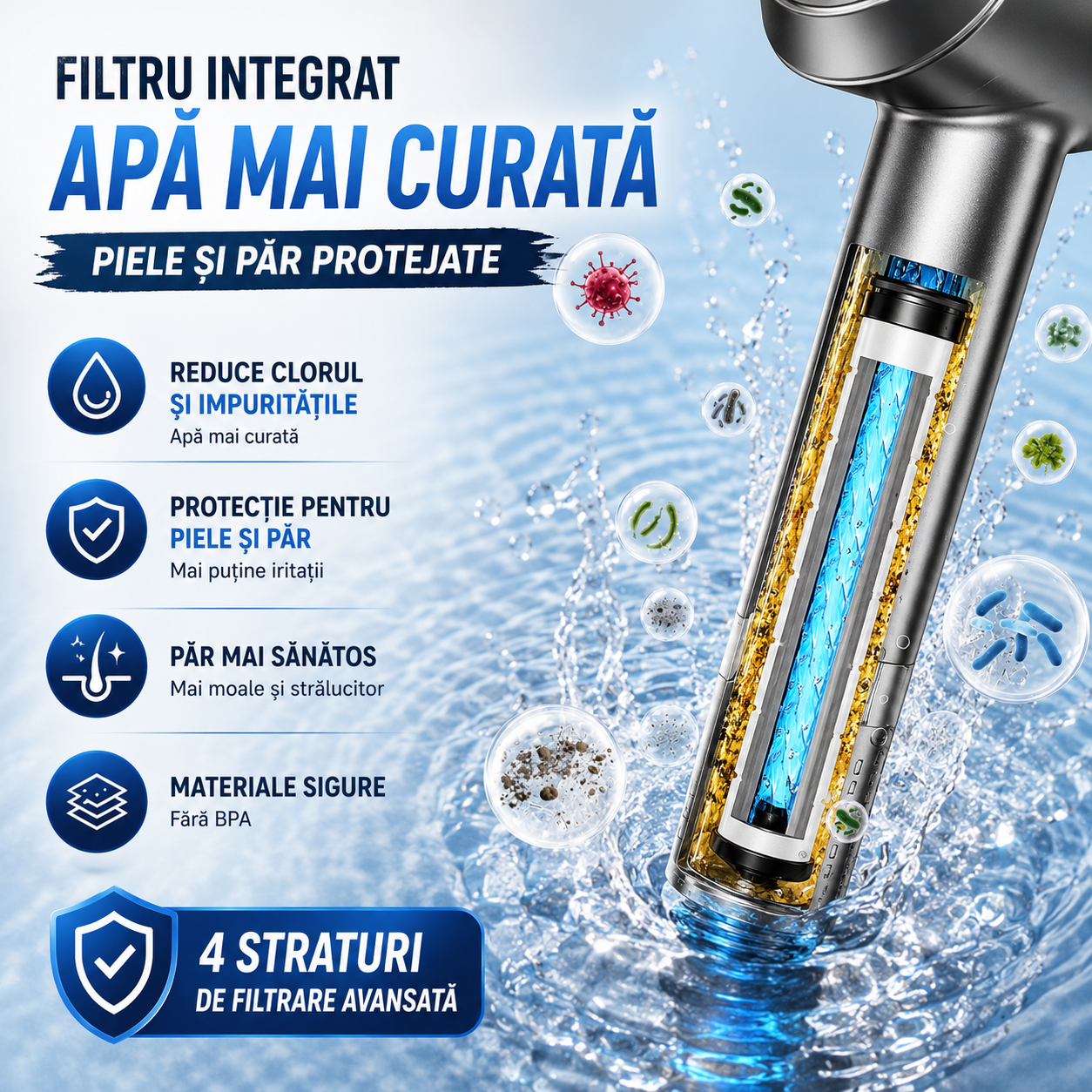 Cap de duș PREMIUM - funcție de masaj incorporată