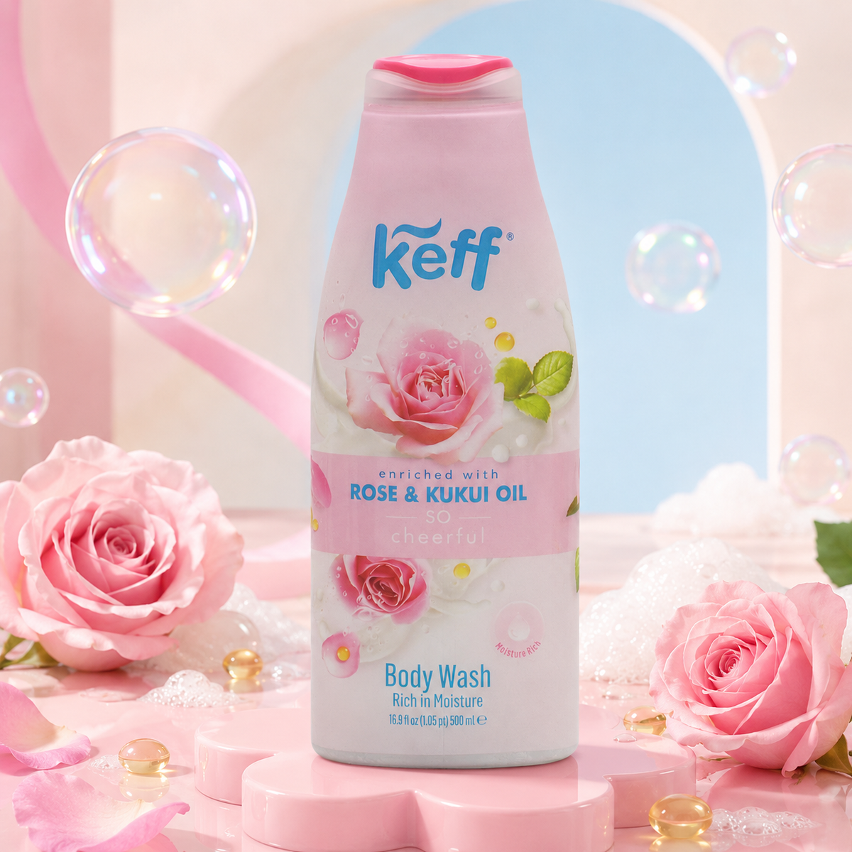 Gel de Dus, Keff, 500 ml Rose Kukui Oil